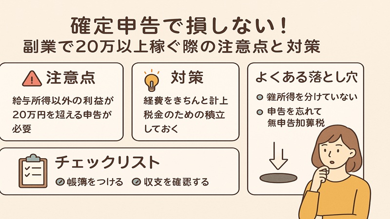 【確定申告で損しない！】副業で20万以上稼ぐ際の注意点と対策