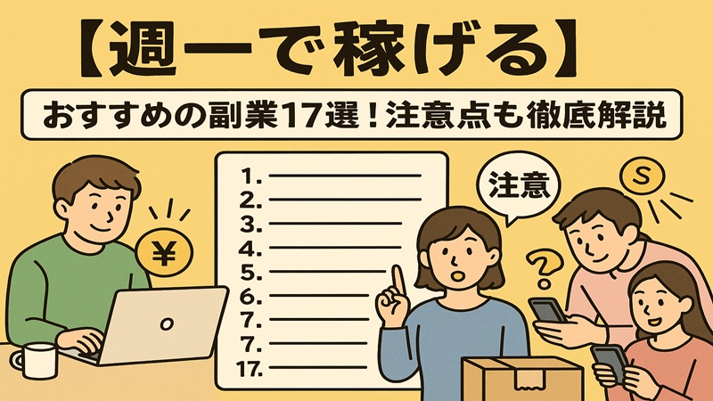 【週一で稼げる】おすすめの副業17選！注意点も徹底解説
