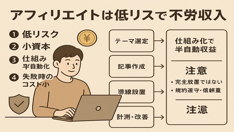 アフィリエイトは低リスクで不労収入
