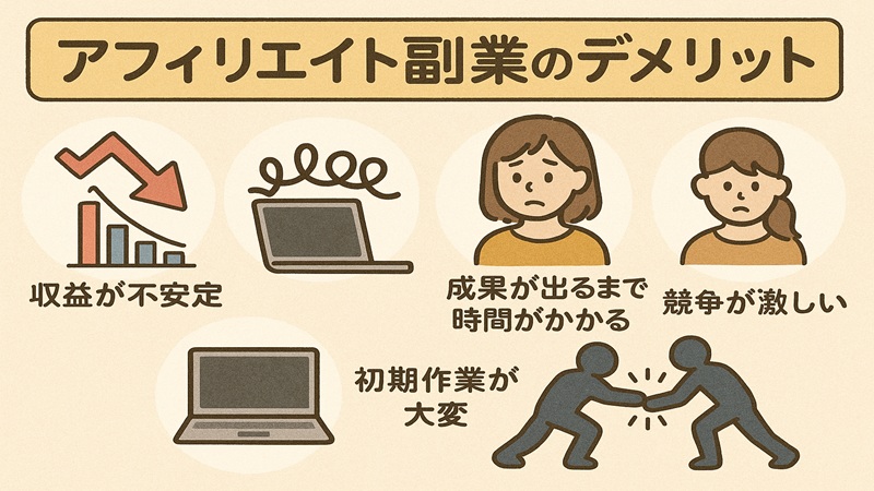 アフィリエイト副業のデメリット