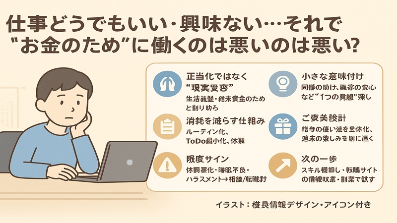 仕事がどうでもいいし興味ないこととお金のために働く何が悪いの対処