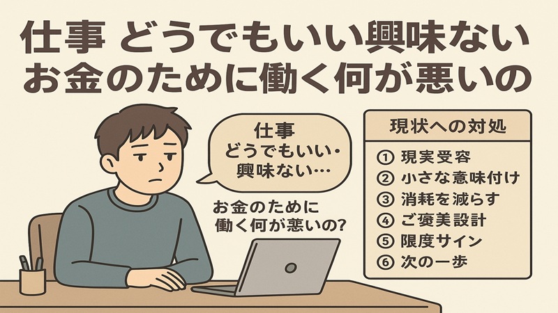 仕事どうでもいい興味ない。お金のために働く何が悪い