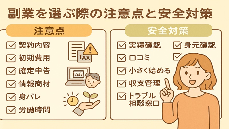 副業を選ぶ際の注意点と安全対策