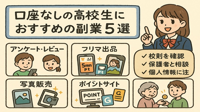 口座なしの高校生におすすめの副業5選