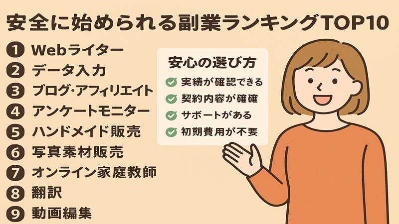 安全に始められる副業ランキングTOP10