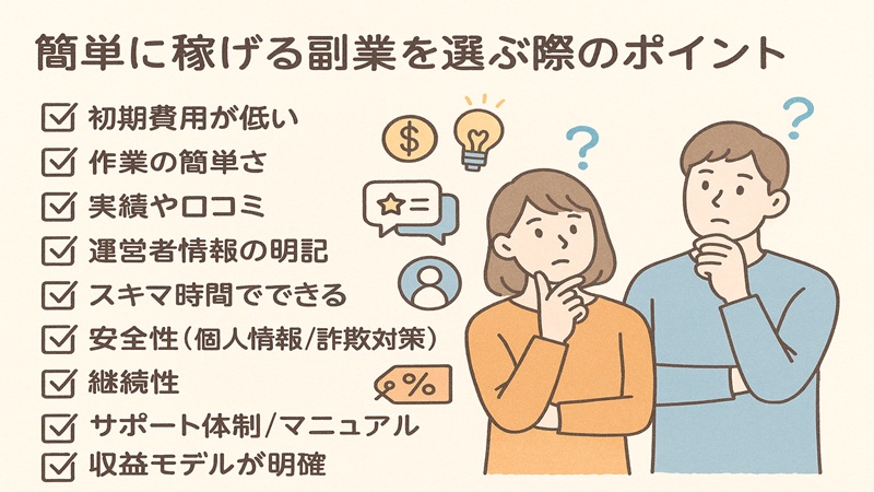 簡単に稼げる副業を選ぶ際のポイント