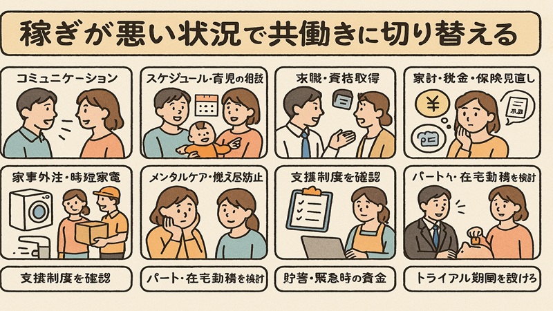 稼ぎが悪い状況で共働きに切り替えるコツ